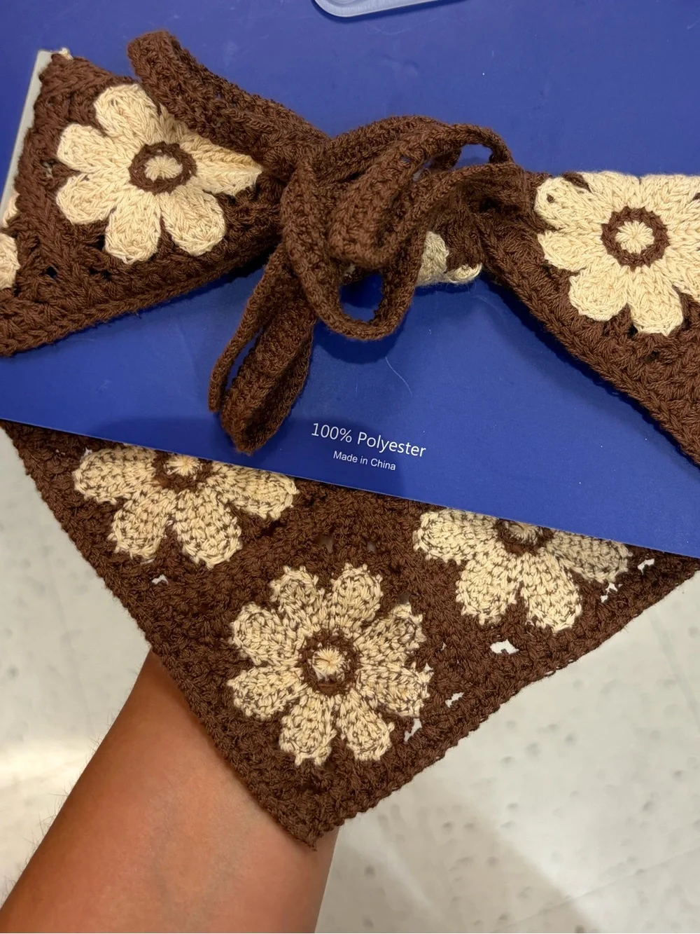 NWT ⚜️🤎⚜️ Sunday State Crochet Floral Head Scarf Bandana Knit Head Wrap